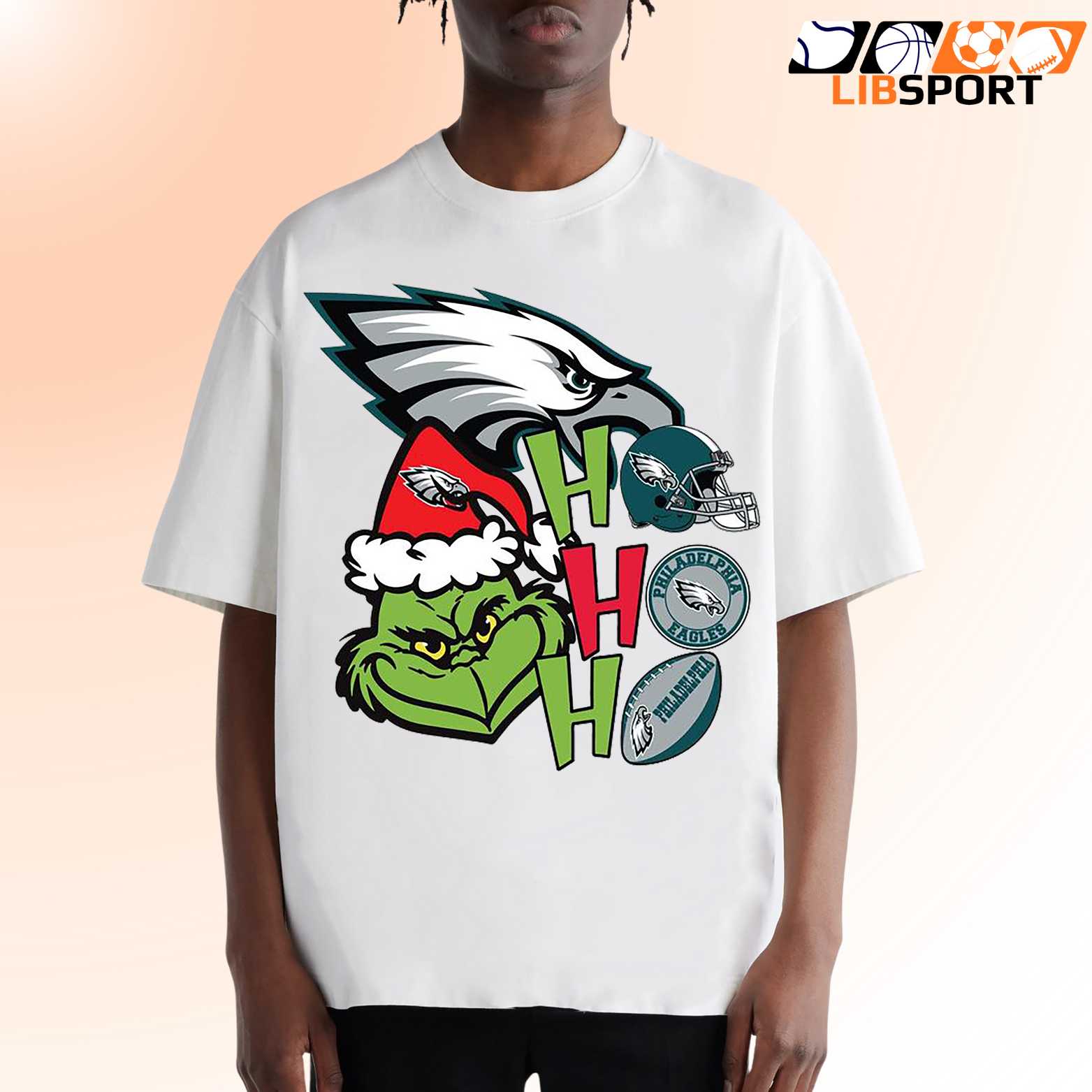 Grinch Ho Ho Ho Philadelphia Eagles Tee, Funny Christmas Football Shirt, Unisex T-Shirt